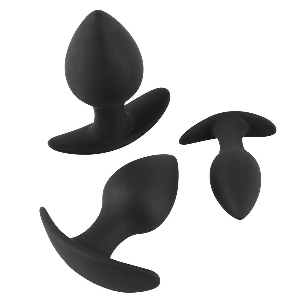 Black Velvet Silicone Three Piece Anal Training Set - Peaches & Cream