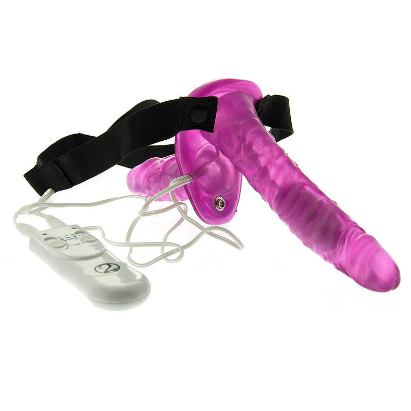 Duo Vibrating Strap On Vibrating Dongs - Peaches & Cream