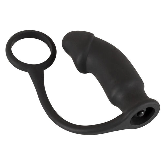 Black Velvets Vibrating Anal Plug And Cock Ring - Peaches & Cream