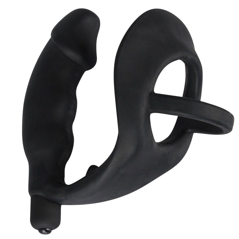 Black Velvets Cock Ring And Vibrating Anal Plug - Peaches & Cream