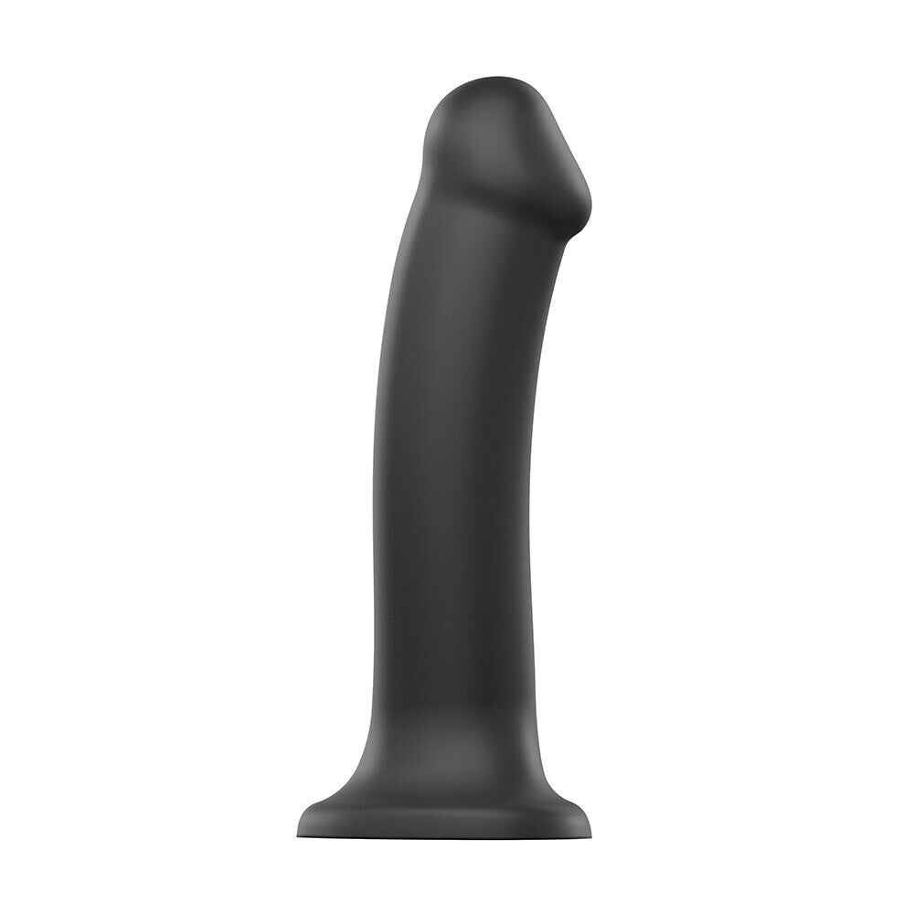 Strap On Me Silicone Dual Density Bendable Dildo Medium Black - Peaches & Cream