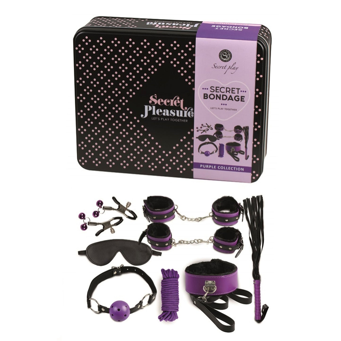 Secret Bondage Kit Black And Purple Collection - Peaches & Cream