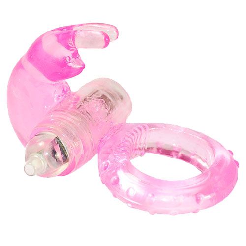 Pink Jelly Vibrating Rabbit Cock Ring - Peaches & Cream