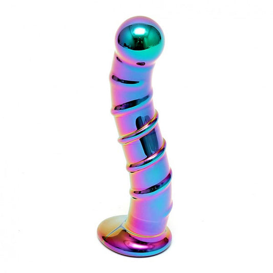 Sensual Multi Coloured Glass Nikita Dildo - Peaches & Cream