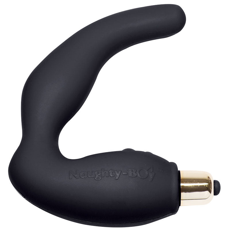 Rocks Off 7 Speed Naughty Boy Black Prostate Massager - Peaches & Cream