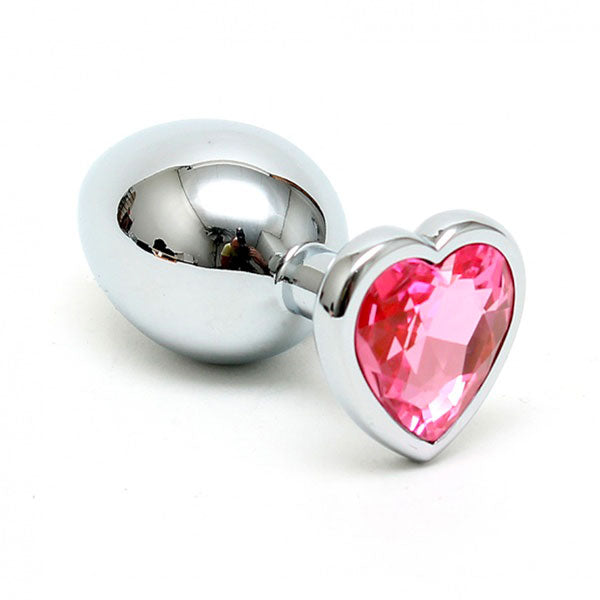 Small Butt Plug With Heart Shaped Crystal - Peaches & Cream