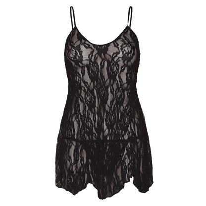 Leg Avenue Rose Lace Flair Chemise Black UK 14 to 18 - Peaches & Cream