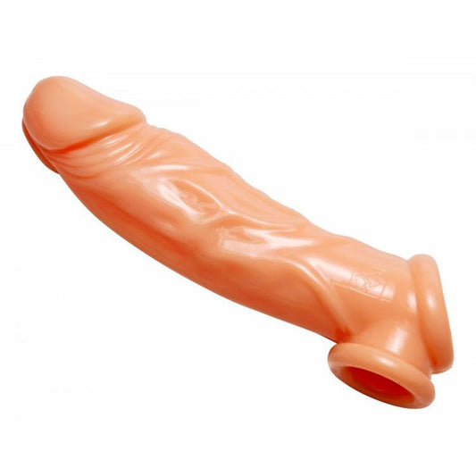 Realistic Flesh Penis Enhancer and Ball Stretcher 8 Inches - Peaches & Cream