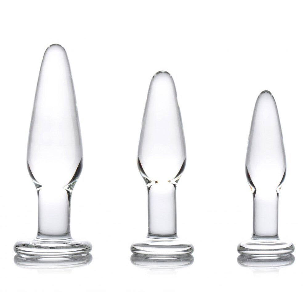 Dosha 3 Piece Glass Anal Plug Kit - Peaches & Cream