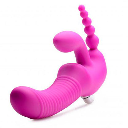 Regal Rider Vibrating Silicone Strapless Strap On Triple G Dildo - Peaches & Cream