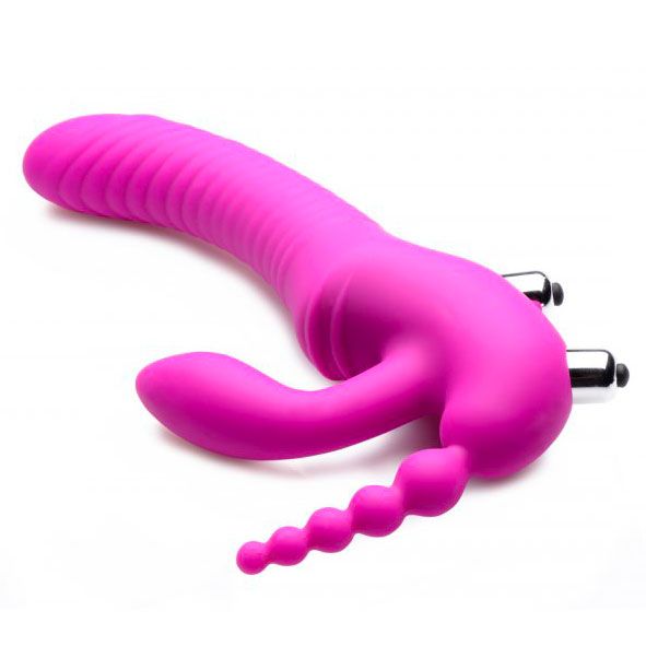 Regal Rider Vibrating Silicone Strapless Strap On Triple G Dildo - Peaches & Cream