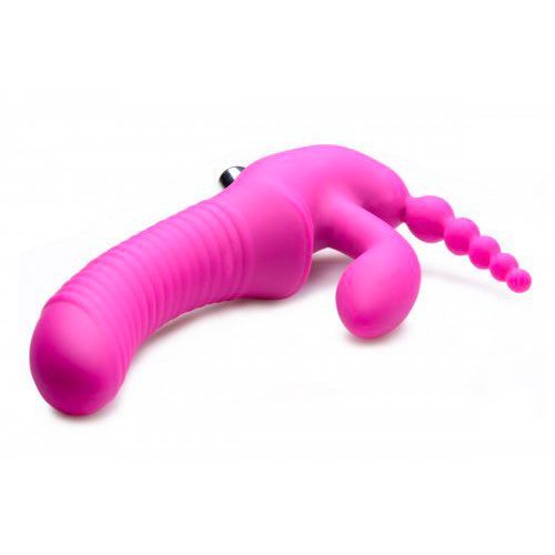 Regal Rider Vibrating Silicone Strapless Strap On Triple G Dildo - Peaches & Cream