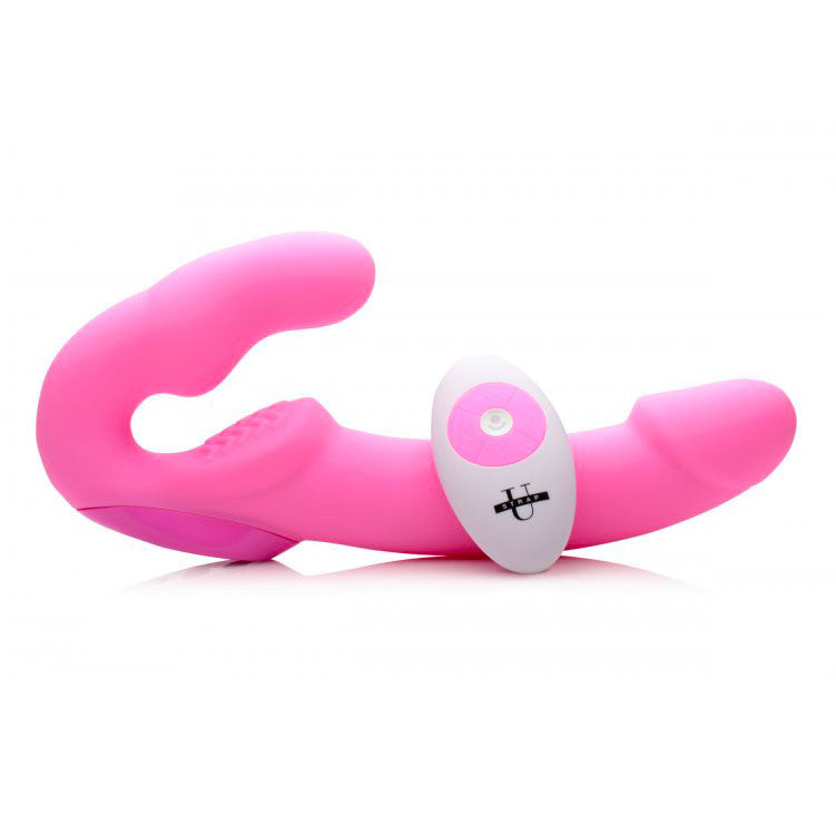 Strap U Urge Rechargeable Vibrating Strapless Strap On With Remo - Peaches & Cream