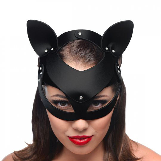 Master Series Bad Kitten Leather Cat Mask - Peaches & Cream