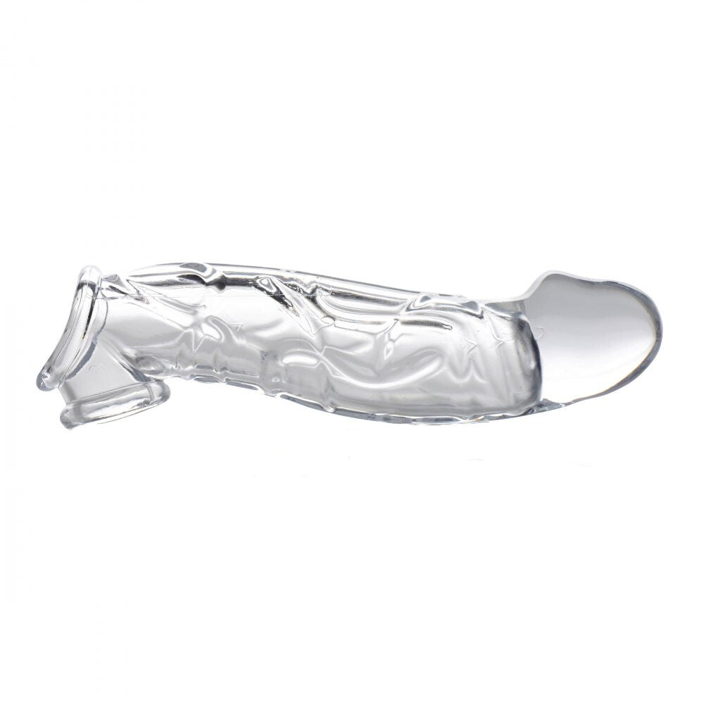 Size Matters 2 Inch Clear Penis Extender Sleeve - Peaches & Cream