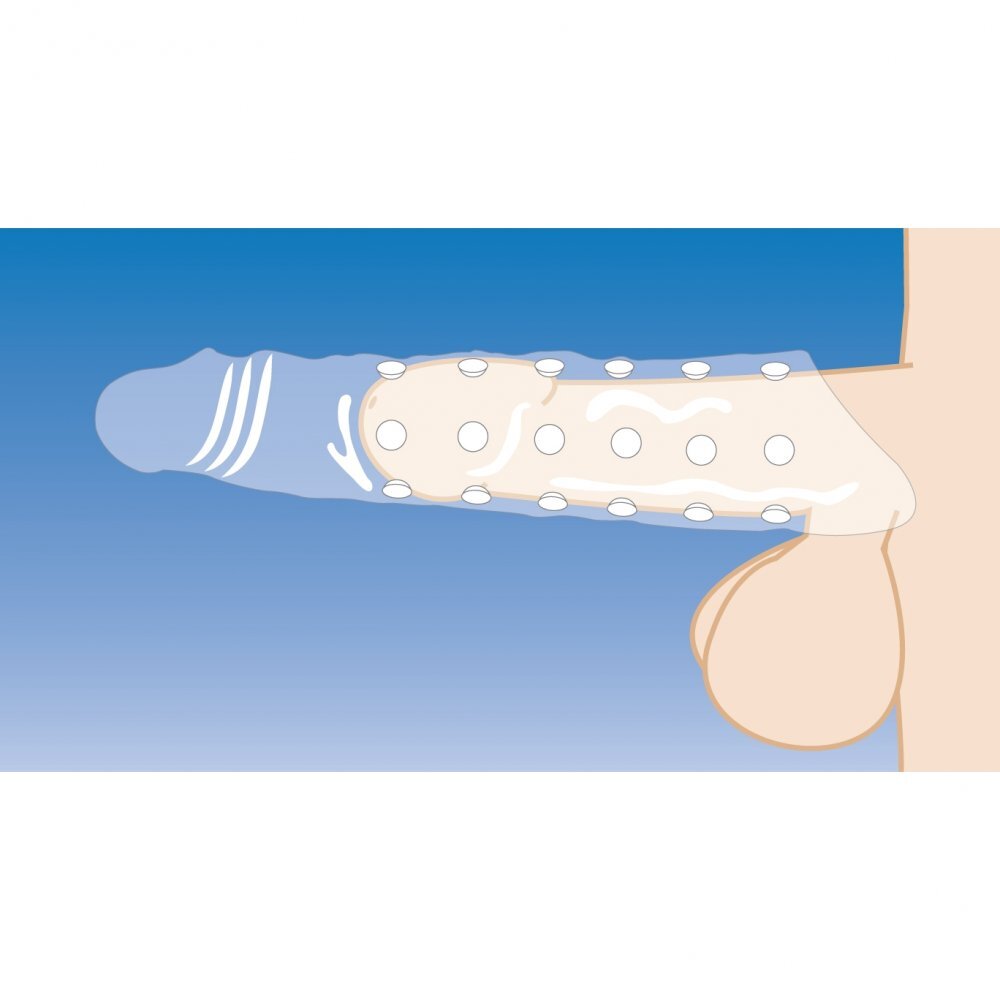 Size Matters 3 Inch Clear Penis Extender Sleeve - Peaches & Cream