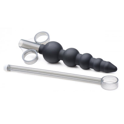 Master Series Silicone Graduated Beads Lube Launcher - Peaches & Cream