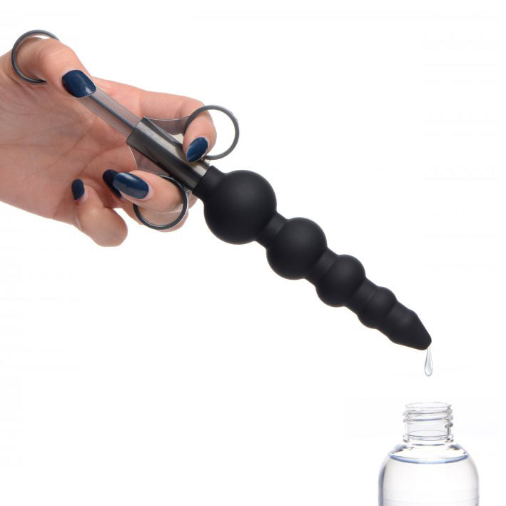 Master Series Silicone Graduated Beads Lube Launcher - Peaches & Cream