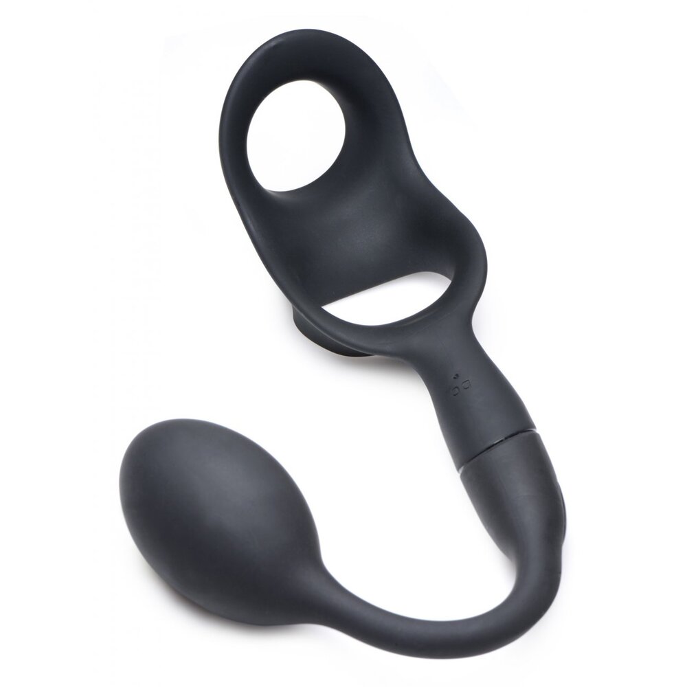 Alpha Pro 10X P Bomb Cock and Ball Ring With Anal Plug - Peaches & Cream