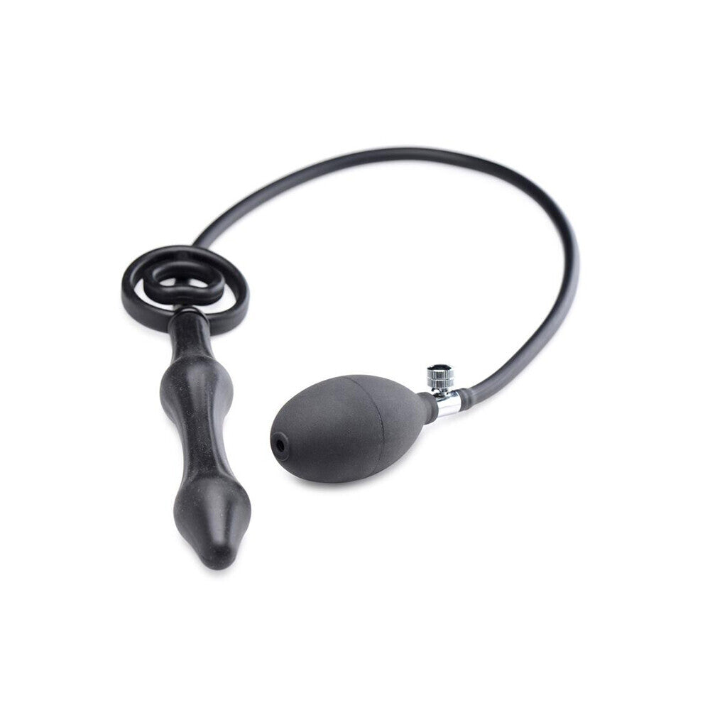 Master Series Devils Rattle Inflatable Anal Plug With Cock Ring - Peaches & Cream