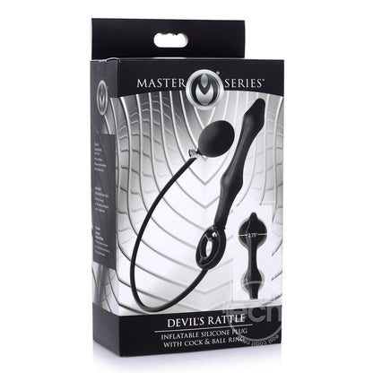 Master Series Devils Rattle Inflatable Anal Plug With Cock Ring - Peaches & Cream