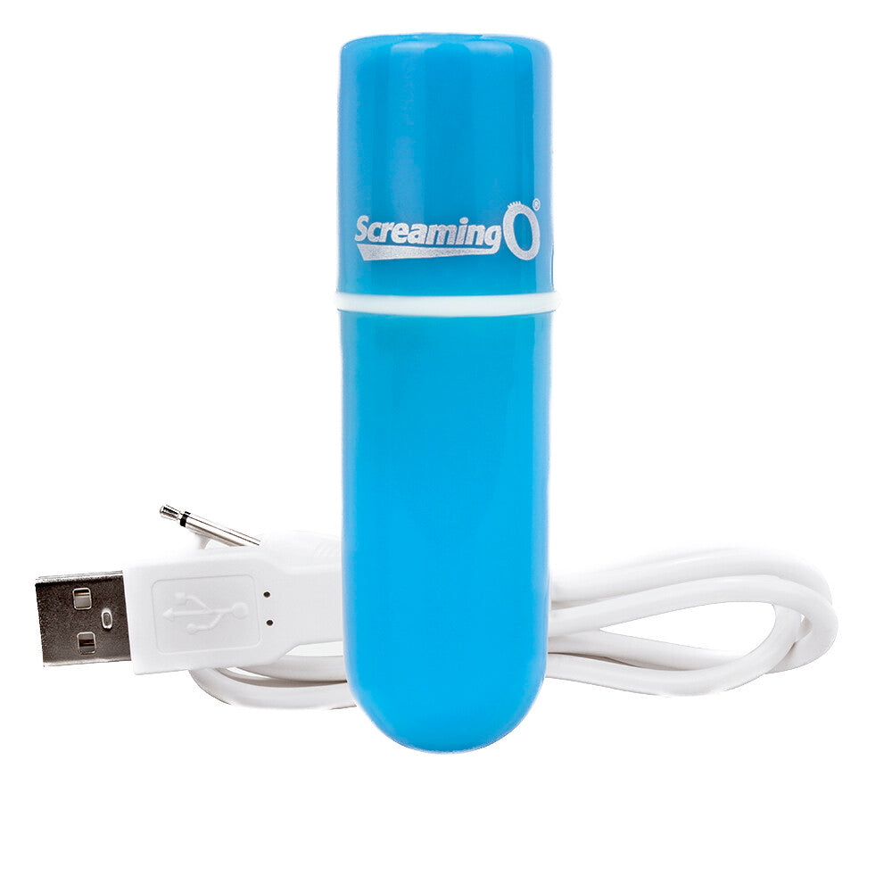 Screaming O Charged Vooom Rechargeable Bullet Blue - Peaches & Cream