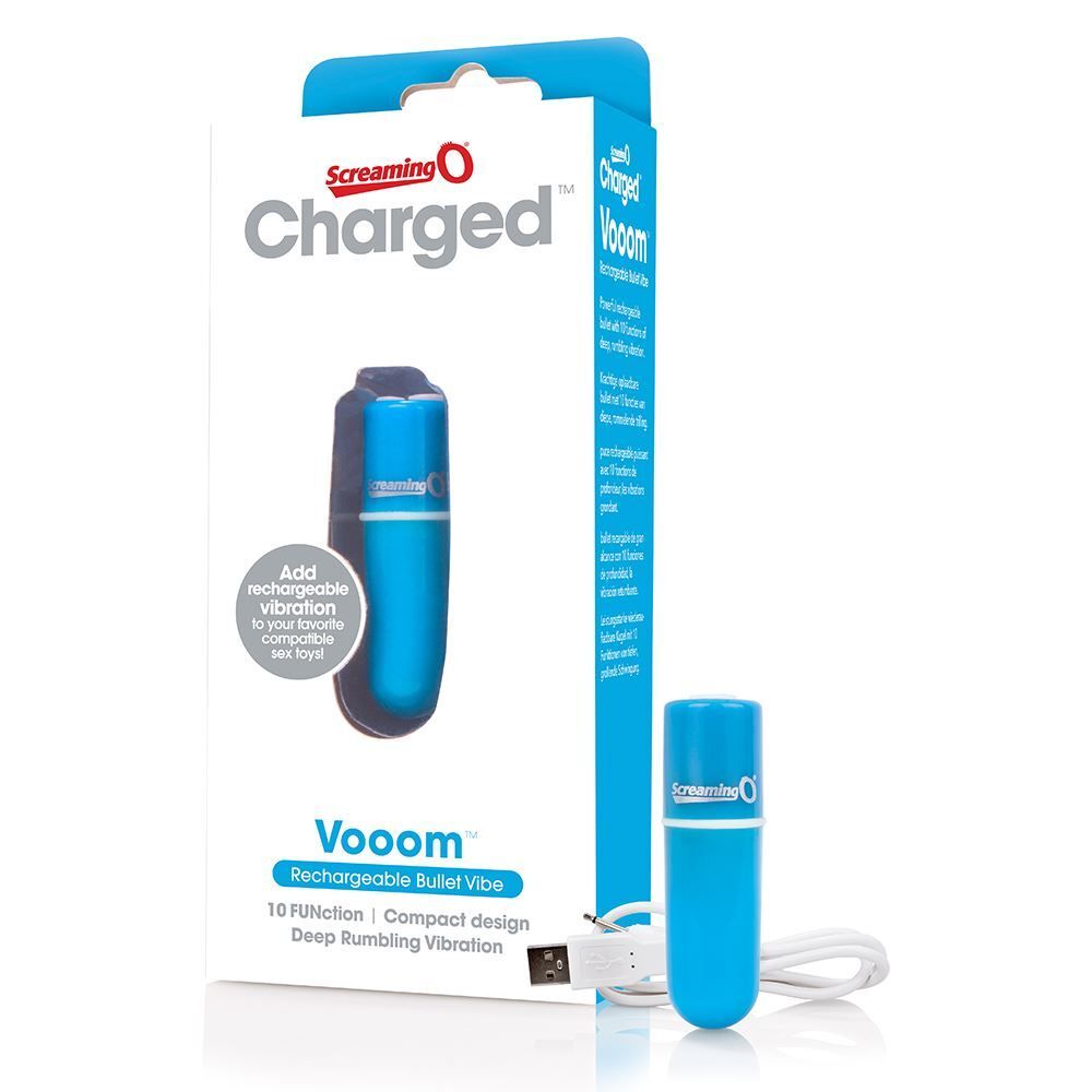 Screaming O Charged Vooom Rechargeable Bullet Blue - Peaches & Cream