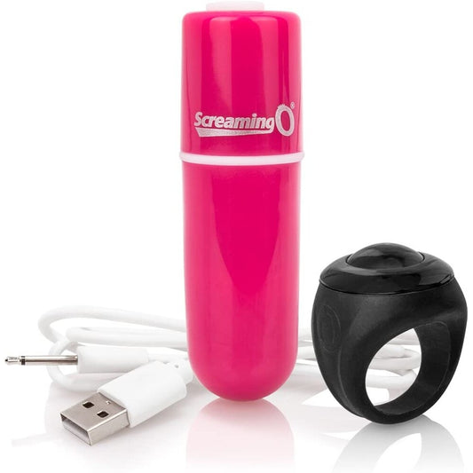 Screaming O Charged Vooom Pink Remote Control Bullet Vibe - Peaches & Cream