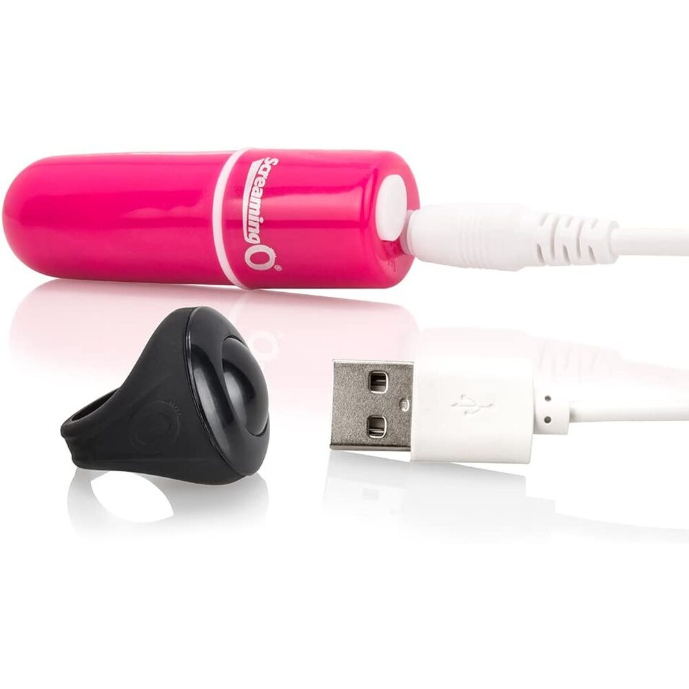 Screaming O Charged Vooom Pink Remote Control Bullet Vibe - Peaches & Cream