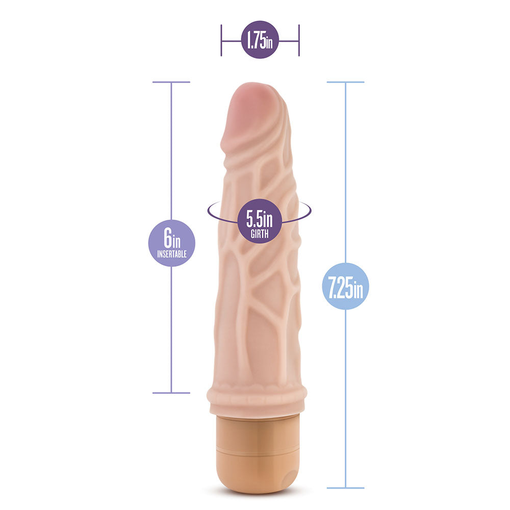 Dr. Skin Cock Vibe 3 Vibrating Cock 7.25 Inches - Peaches & Cream