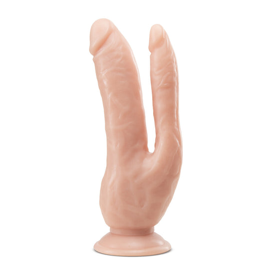 Dr. Skin Dual 8 Inch Dual Penetrating Dildo With Suction Cup - Peaches & Cream