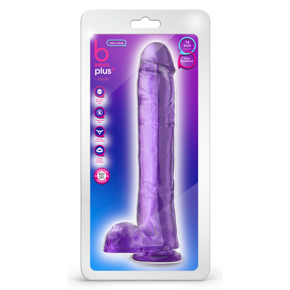 B Yours Plus Hefty N Hung 14 Inch Dildo - Peaches & Cream