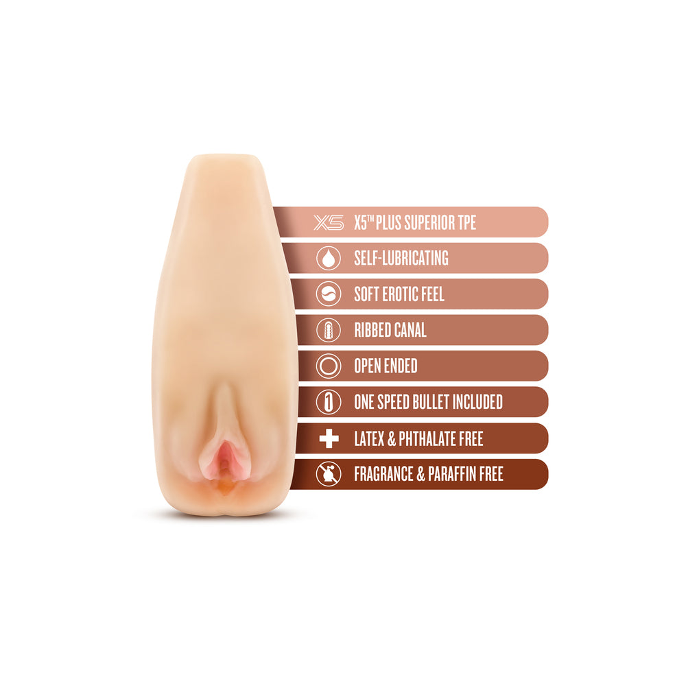 M Elite Soft and Wet Natasha Self Lubricating Masturbator - Peaches & Cream