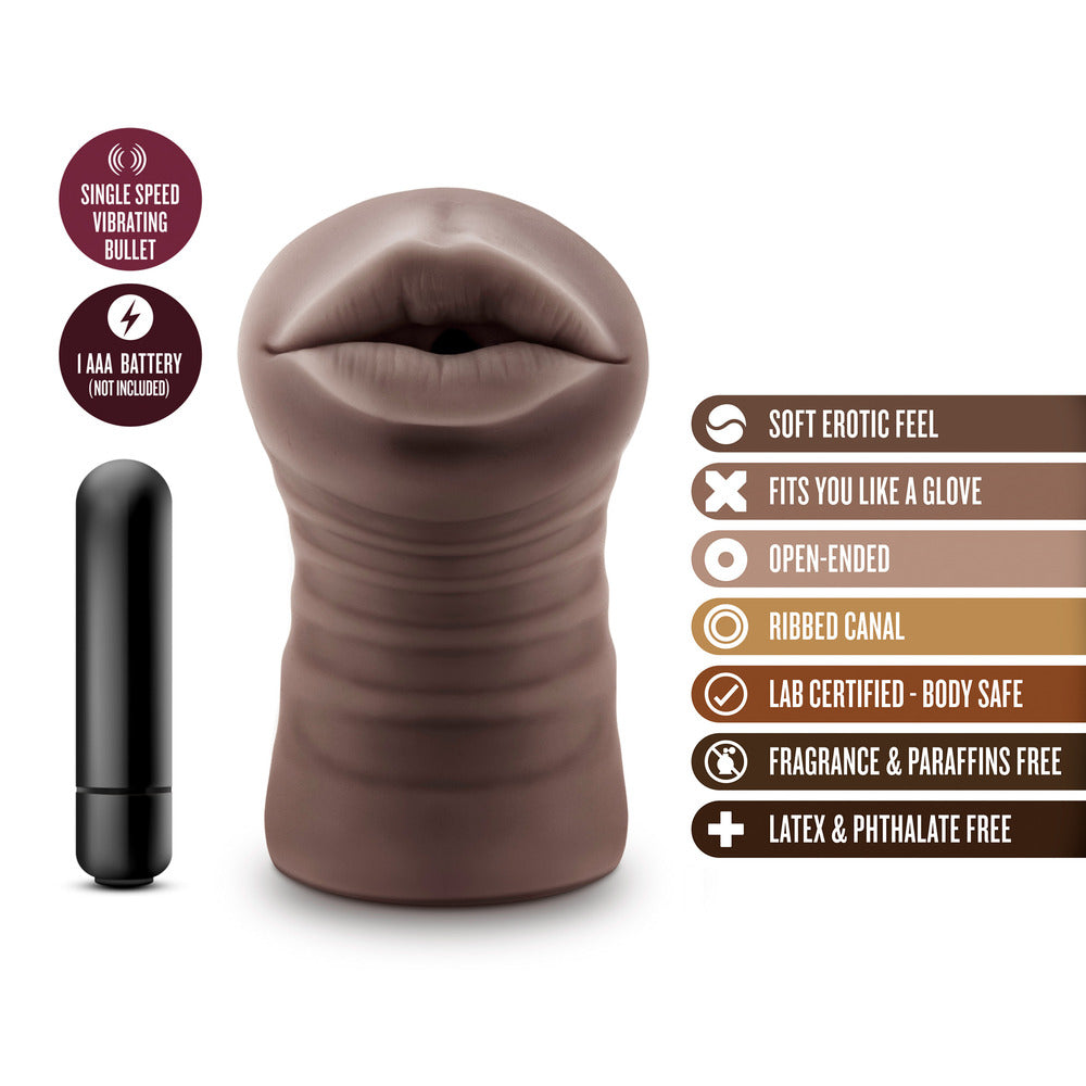 Hot Chocolate Heather Mouth Vibrating Masturbator - Peaches & Cream