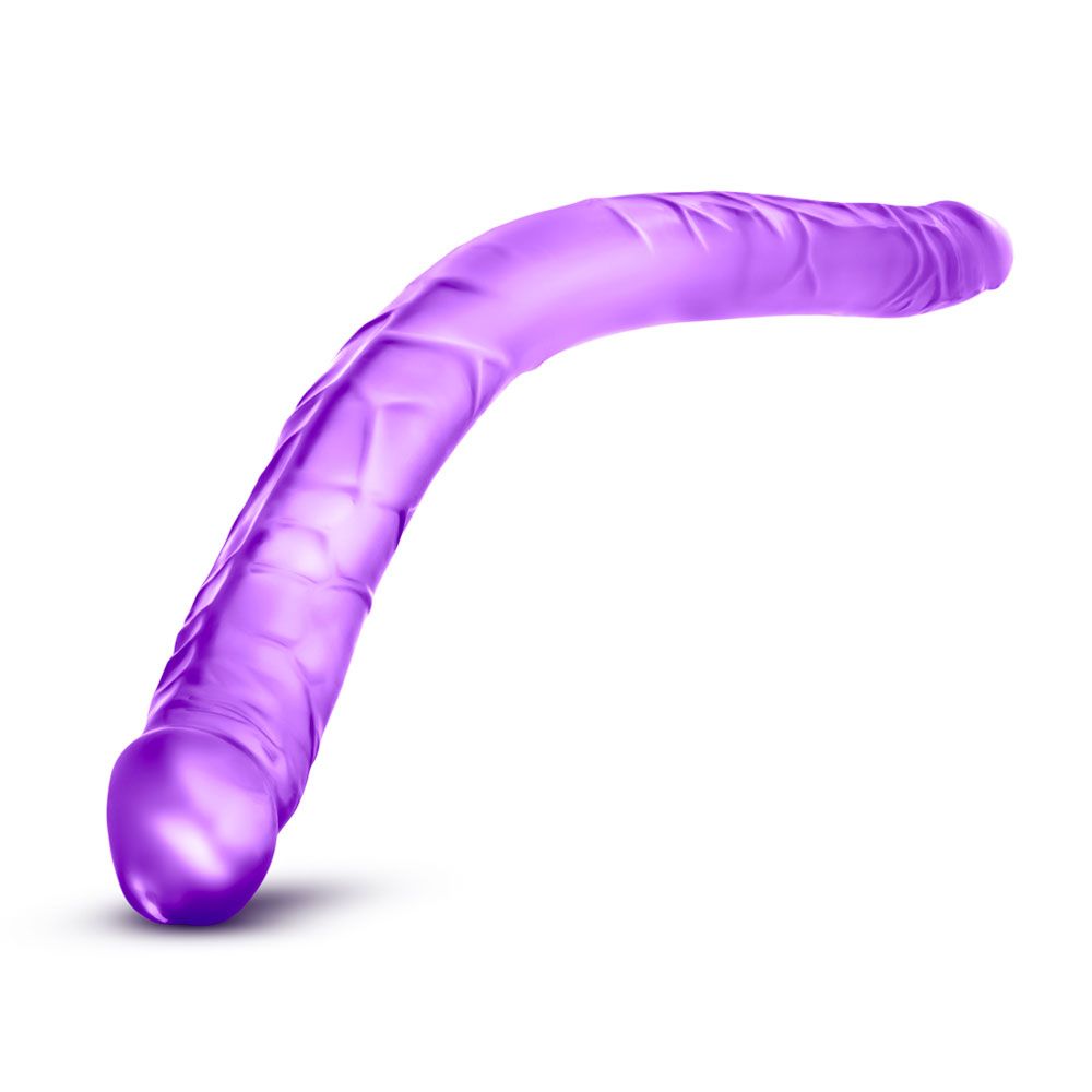 B Yours 16 Inch Purple Double Dildo - Peaches & Cream