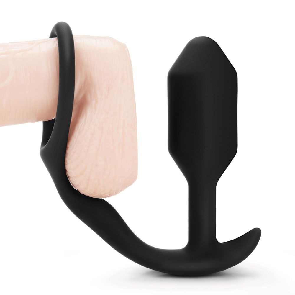 bVibe Snug And Tug Anal Plug And Cock Ring - Peaches & Cream