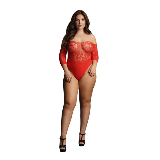 Le Desir Crotchless Rhinestone Teddy Red UK 14 to 20 - Peaches & Cream