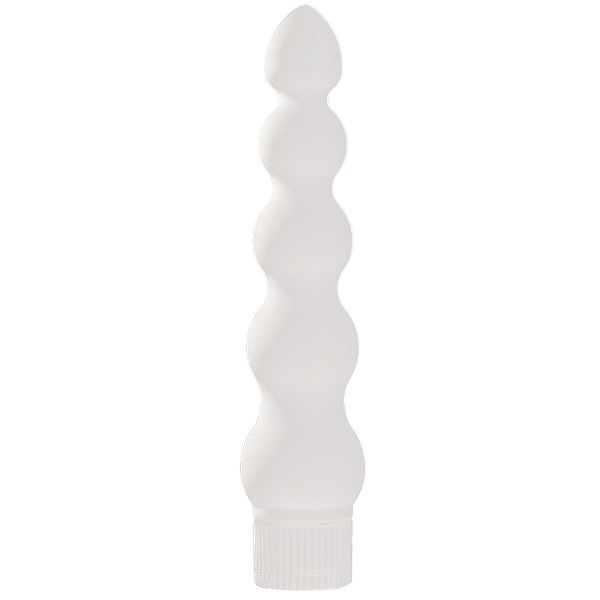 White Nights 7 Inch Ribbed Anal Vibrator - Peaches & Cream