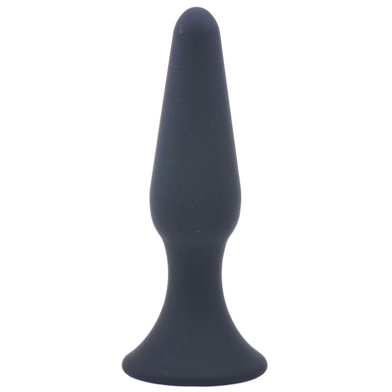 Medium Classic Black Silicone Butt Plug - Peaches & Cream