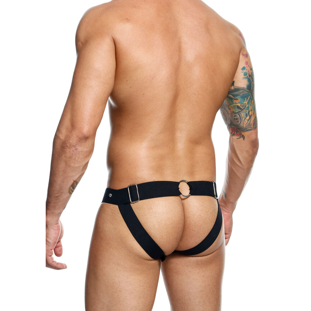 Male Basics Dngeon Peekaboo Jock Black One Size - Peaches & Cream