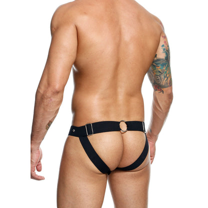 Male Basics Dngeon Peekaboo Jock Black One Size - Peaches & Cream