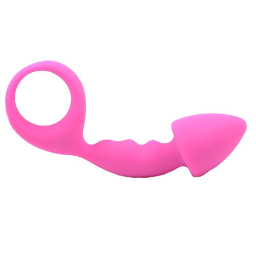 Pink Silicone Curved Comfort Butt Plug - Peaches & Cream