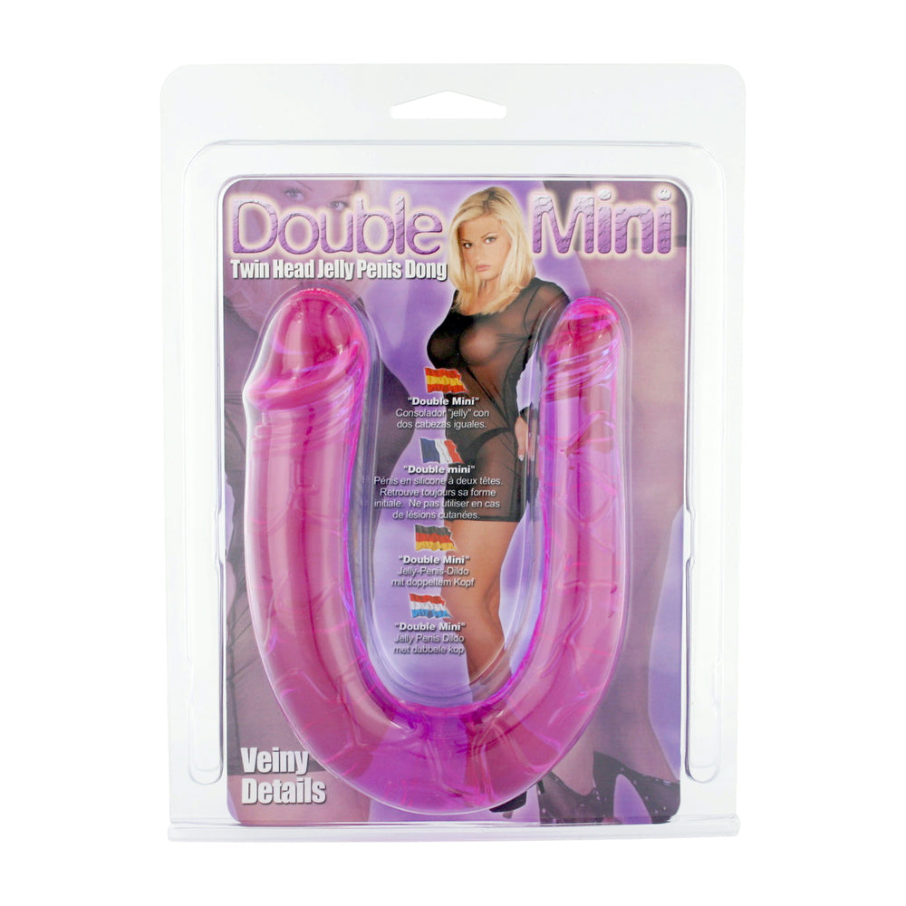 Double Mini Twin Head Jelly Penis Dildo - Peaches & Cream