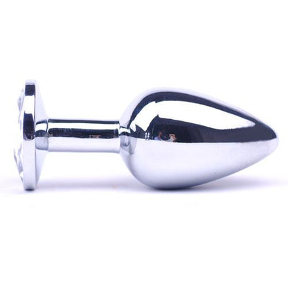 Large Metal Anal Plug With Clear Crystal - Peaches & Cream