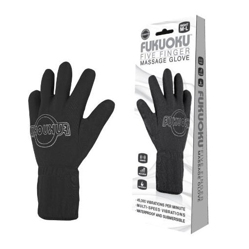 Fukuoku Vibrating Five Finger Massage Glove Left Hand - Peaches & Cream