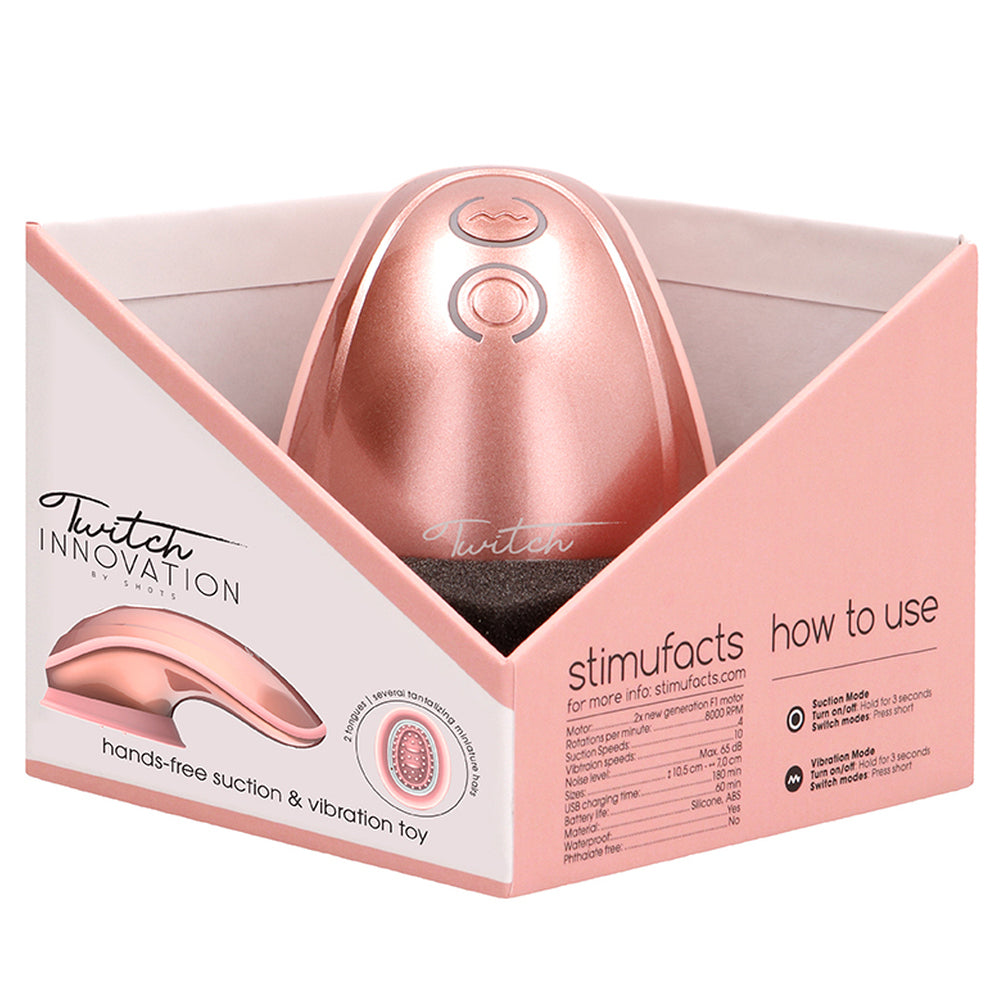 Twitch Rose Gold Hands Free Suction And Vibration Toy - Peaches & Cream