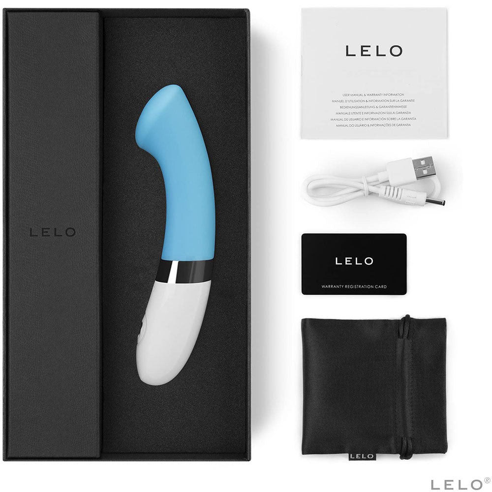 Lelo Gigi 2 Turquoise Blue G Spot Vibrator - Peaches & Cream