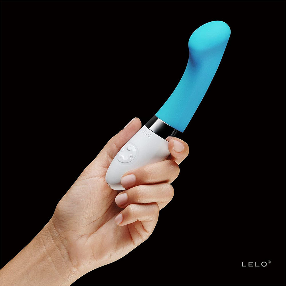 Lelo Gigi 2 Turquoise Blue G Spot Vibrator - Peaches & Cream