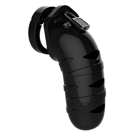 Man Cage 05 Male 5.5 Inch Black Chastity Cage - Peaches & Cream