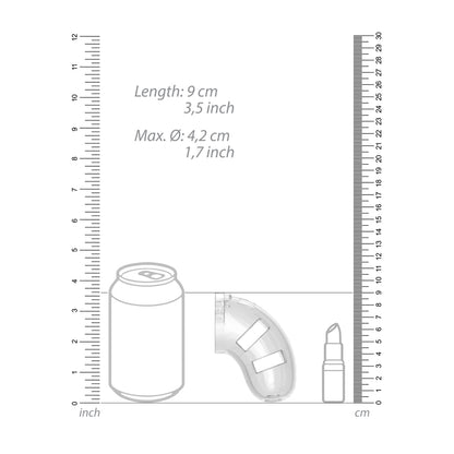 Man Cage 10 Male 3.5 Inch Clear Chastity Cage With Anal Plug - Peaches & Cream